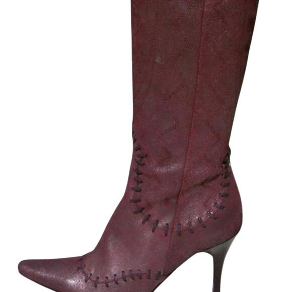 Donald Pliner Couture Wine Metallic Leather Boot Shoe New Over The Knee $695 NWT - Picture 7 of 11